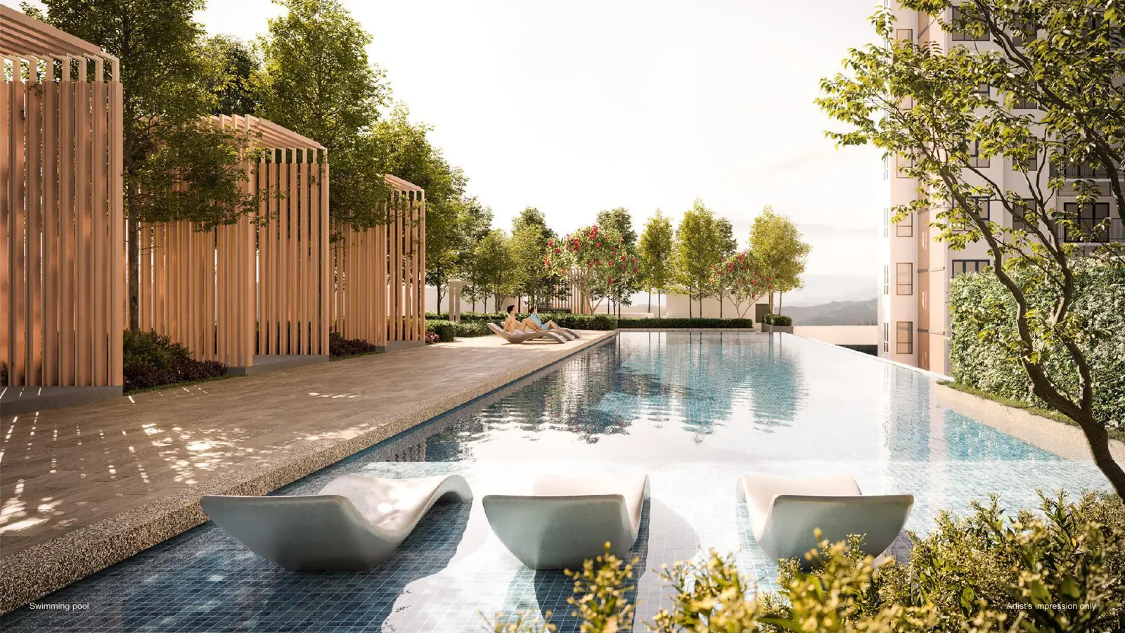 Artist's impression of the Myra Embun Residences swimming pool